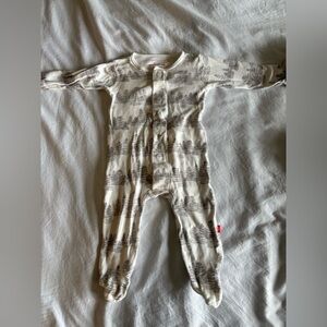 Magnetic Me Gray and White Footie One Piece with Soft Cotton Blend